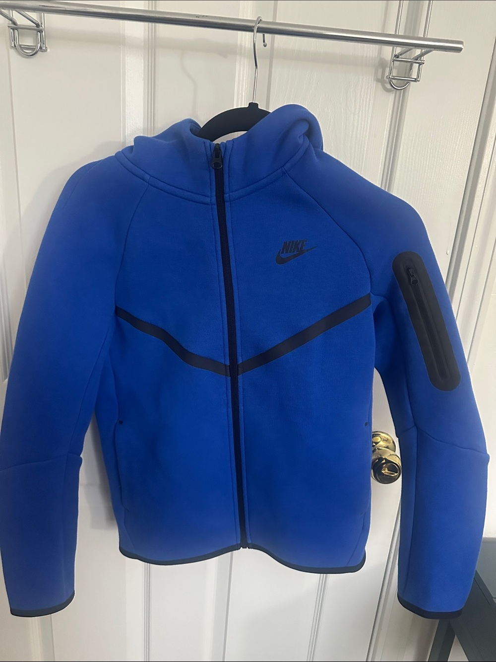 Boys Nike Tech Electric Blue Hooded Zip Jacket with Black Trim